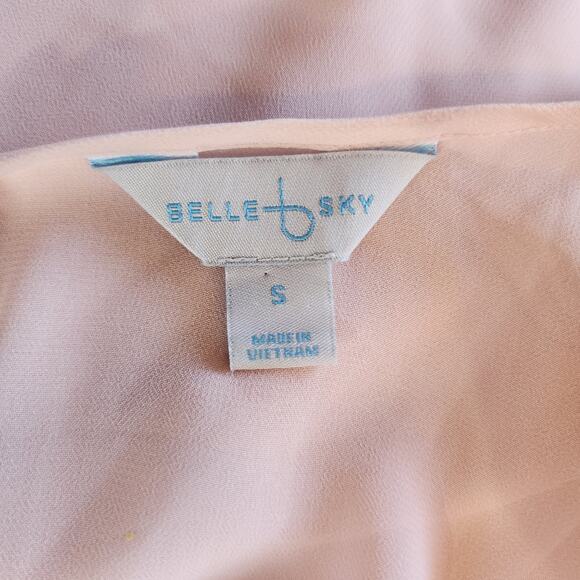 Belle Sky Pink Layered Shear Long Sleeve Lightweight‎ Blouse size S - Picture 4 of 5